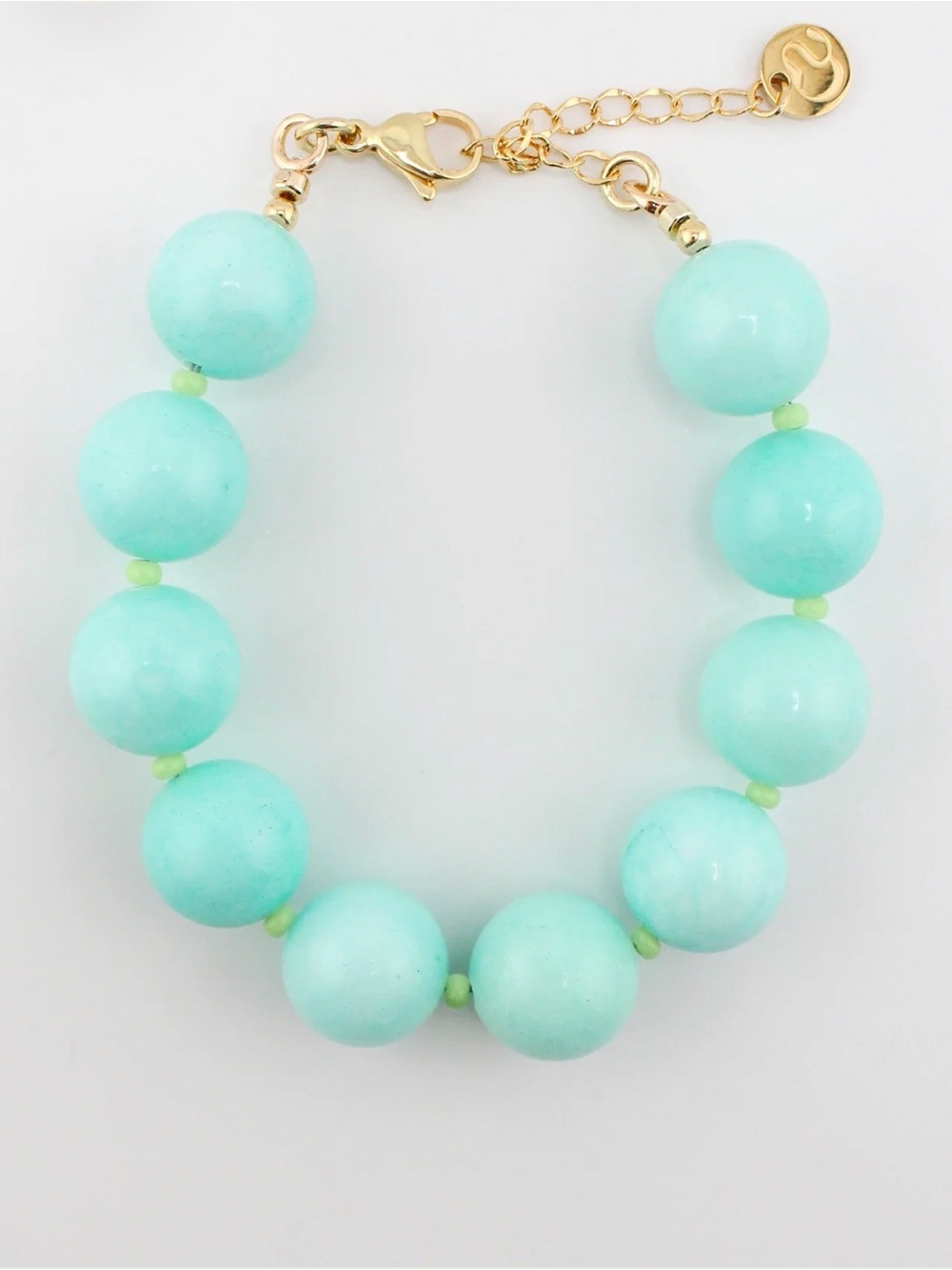 🔘Turquoise Bead Bracelet with Gold Accents